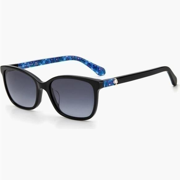 Kate Spade Tabitha Gradient Polarized Rectangular Sunglasses Black Blue - Picture 1 of 7